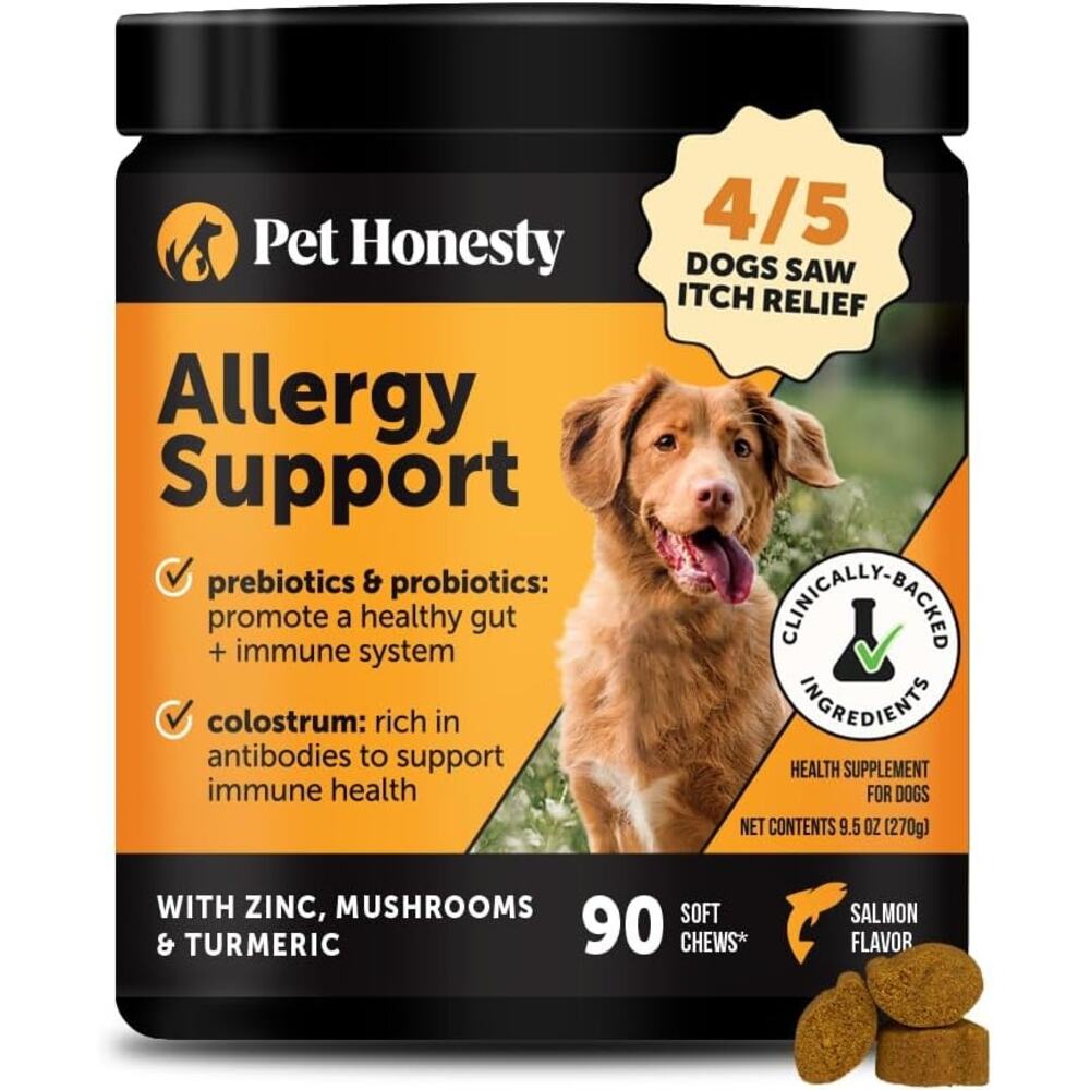 Dog Allergy & Itch Relief Advanced Supplement Probiotics, Natural, Salmon, 90 Ct